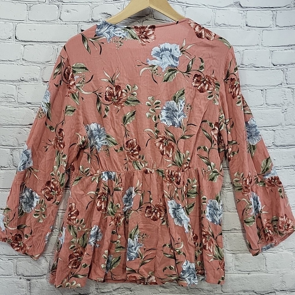 Torrid Floral Peasant Top Womens Plus Sz 00 Peach Cottagecore - Picture 8 of 11